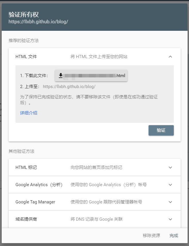 Google Search Console 验证所有权